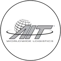 Logo van AIT Worldwide Logistics bij testimonial over projectinrichting door E=MC²