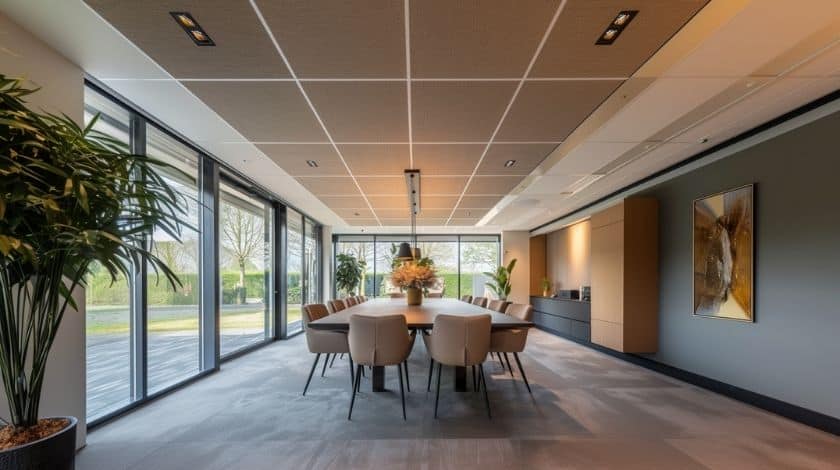Moderne kantoorinrichting op maat met systeemplafond